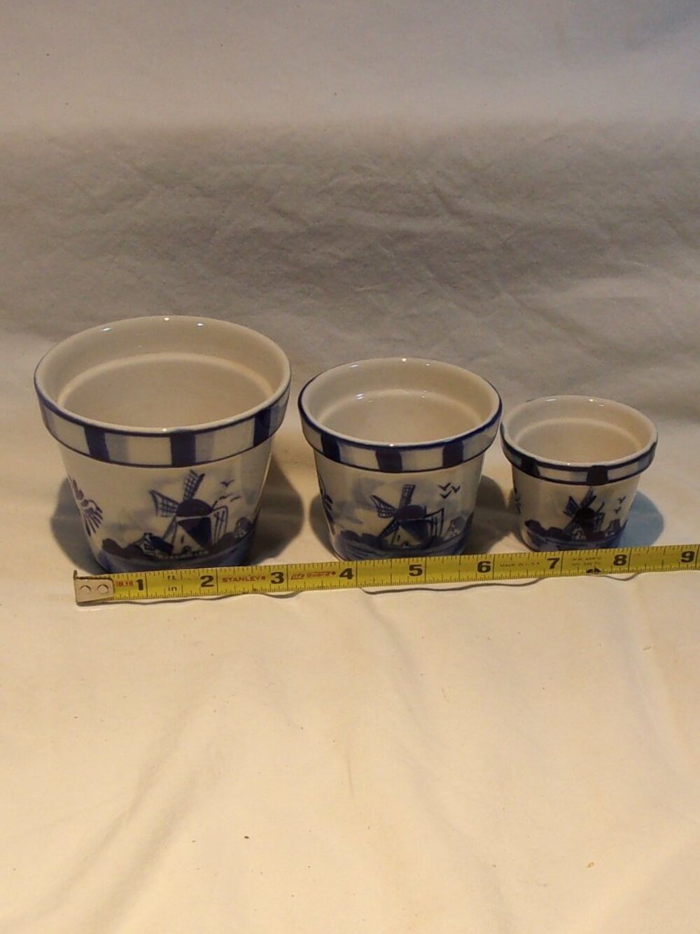 DELFT BLUE MINI FLOWER POTS-HAND PAINTED-SET OF THREE